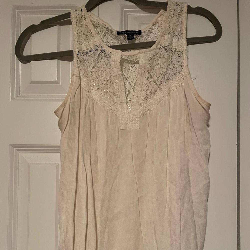Beautiful white tank with lace top